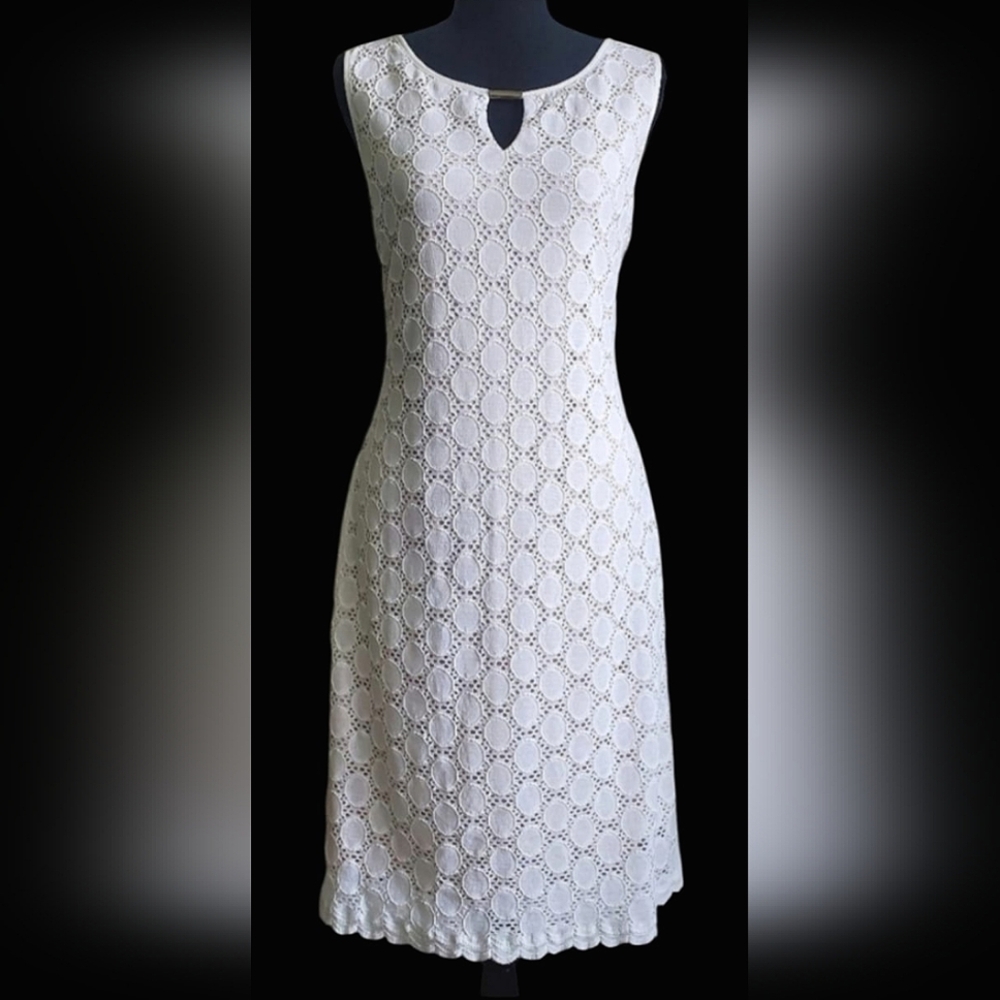 Ronni Nicole Lace Keyhole Sleeveless Sheath Dress Ivory White Summer Size 12